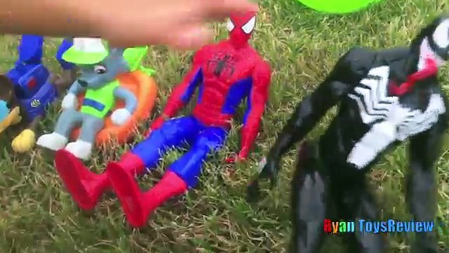 HUGE EGGS SURPRISE TOYS CHALLENGE Inflatable water slide Disney Cars Toys Paw Patrol Spiderman