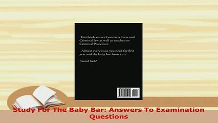 PDF  Study For The Baby Bar Answers To Examination Questions  Read Online