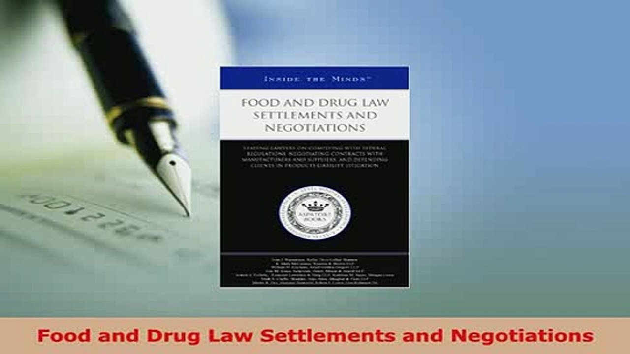 PDF  Food and Drug Law Settlements and Negotiations  EBook