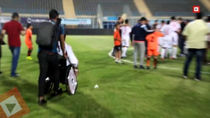 مؤمن مرجان يقرأ الفاتحة مع لاعبي الزمالك بعد مباراة بتروجت