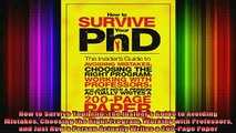 best book  How to Survive Your PhD The Insiders Guide to Avoiding Mistakes Choosing the Right