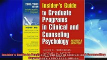 new book  Insiders Guide to Graduate Programs in Clinical and Counseling Psychology 20022003