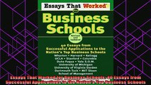 best book  Essays That Worked for Business Schools 40 Essays from Successful Applications to the