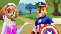 PAW PATROL Superheroes CAPTAIN AMERICA & QUEEN ELSA vs VENOM in the Bubblegum Challenge