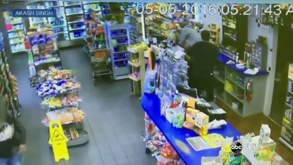 Une gérante frappe un voleur avec un extincteur