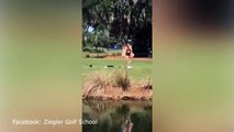 Pro golfer strips to undies to save bird in pond