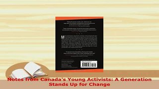 PDF  Notes from Canadas Young Activists A Generation Stands Up for Change Download Full Ebook