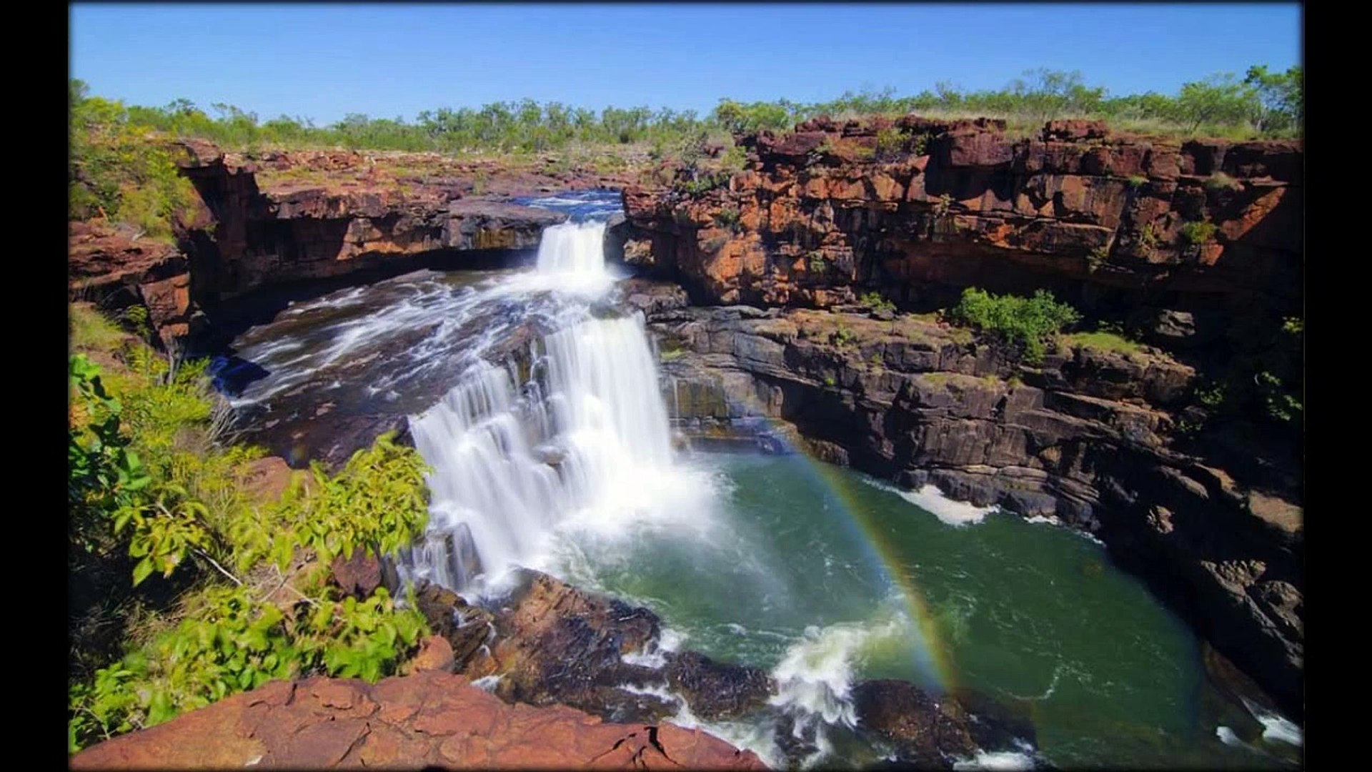 Australian platypus and tiered waterfall Mitchell%2C Australia