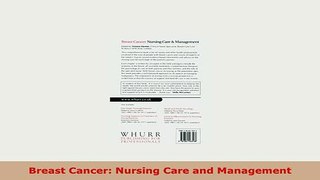 Download  Breast Cancer Nursing Care and Management PDF Online