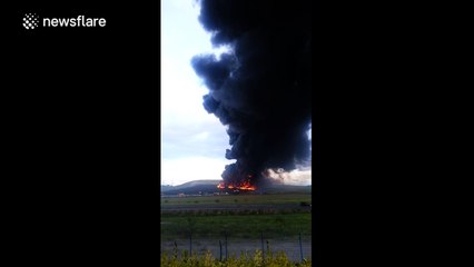 Major fire at tyre dump on the outskirts of Madrid, Spain