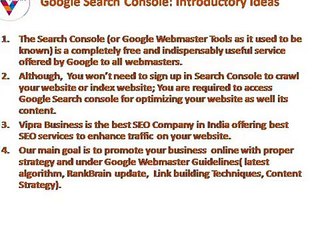 Google search console- A Complete Overview over Vipra Business