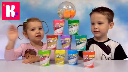 Жвачка Челлендж у Кати и Макса  угадываем вкус жвачек в коробочках Ice Cube Jewing Gum Kid's Challenge Miss Katy