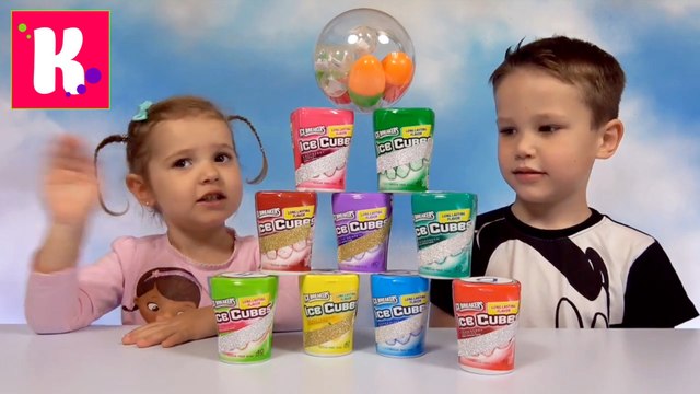 Жвачка Челлендж у Кати и Макса угадываем вкус жвачек в коробочках Ice Cube Jewing Gum Kid's Challenge Miss Katy