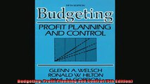 Free PDF Downlaod  Budgeting Profit Planning and Control 5th Edition READ ONLINE