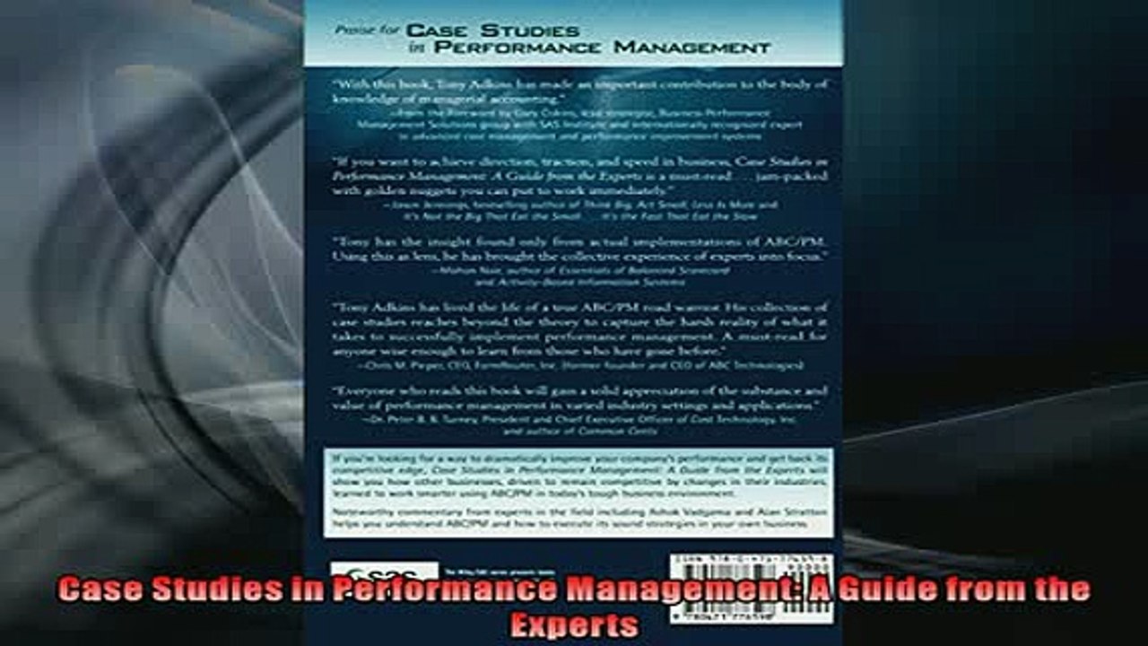 Free PDF Downlaod  Case Studies in Performance Management A Guide from the Experts  FREE BOOOK ONLINE