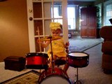 Lydia playing drums - 17 months old