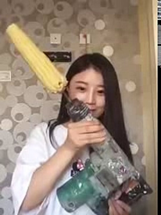 Best Idiot Girl in The World - Eating Corn by Drill Machine & Result