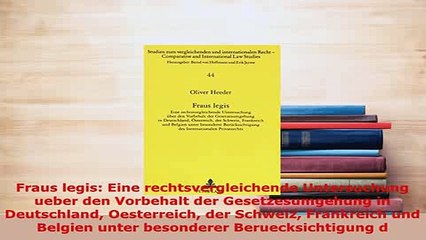 Download  Fraus legis Eine rechtsvergleichende Untersuchung ueber den Vorbehalt der Free Books