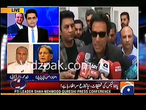 Aitzaz Ahsan's logical reply to Shahzaib Khanzada for comparing Hasan Hussain Nawaz off shore companies with Imran Khan'