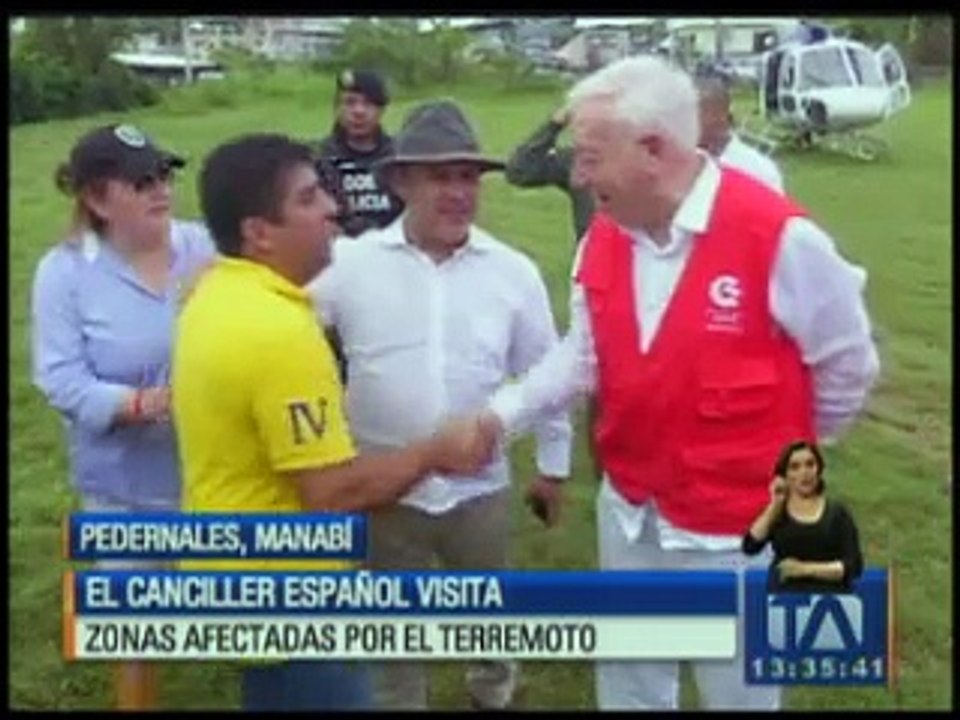 Canciller español visita zonas afectadas por el terremoto