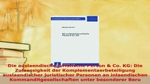 Download  Die auslaendische juristische Person  Co KG Die Zulaessigkeit der  Read Online