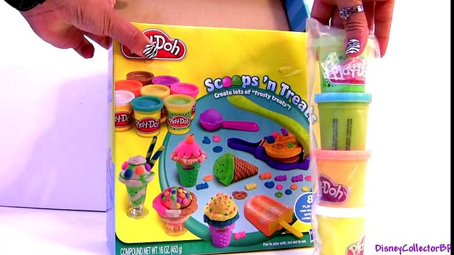 Play doh Scoops 'n Treats DIY Ice Cream Cones, Popsicles, Sundaes, Waffles Play Dough Desserts | HD