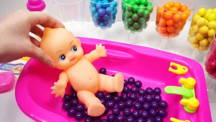 Learn Colors Baby Doll Bath Time Bubble Gum Creative for Kids Video Toys