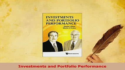 PDF  Investments and Portfolio Performance Read Full Ebook