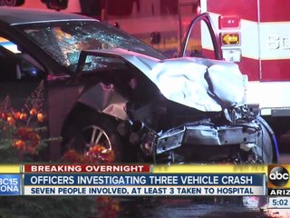 Three vehicles crash, seven injured