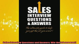 EBOOK ONLINE  Sales Interview Questions and Answers Win the job you want  FREE BOOOK ONLINE