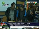 Bolivia: gob. firma acuerdo con personas con discapacidad
