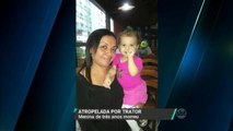 Menina de 3 anos morre atropelada por trator no Rio de Janeiro