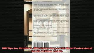 READ book  100 Tips for Hoteliers What Every Successful Hotel Professional Needs to Know and Do Full Free