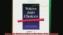 READ book  Voices into Choices Acting on the Voice of the Customer Full Free
