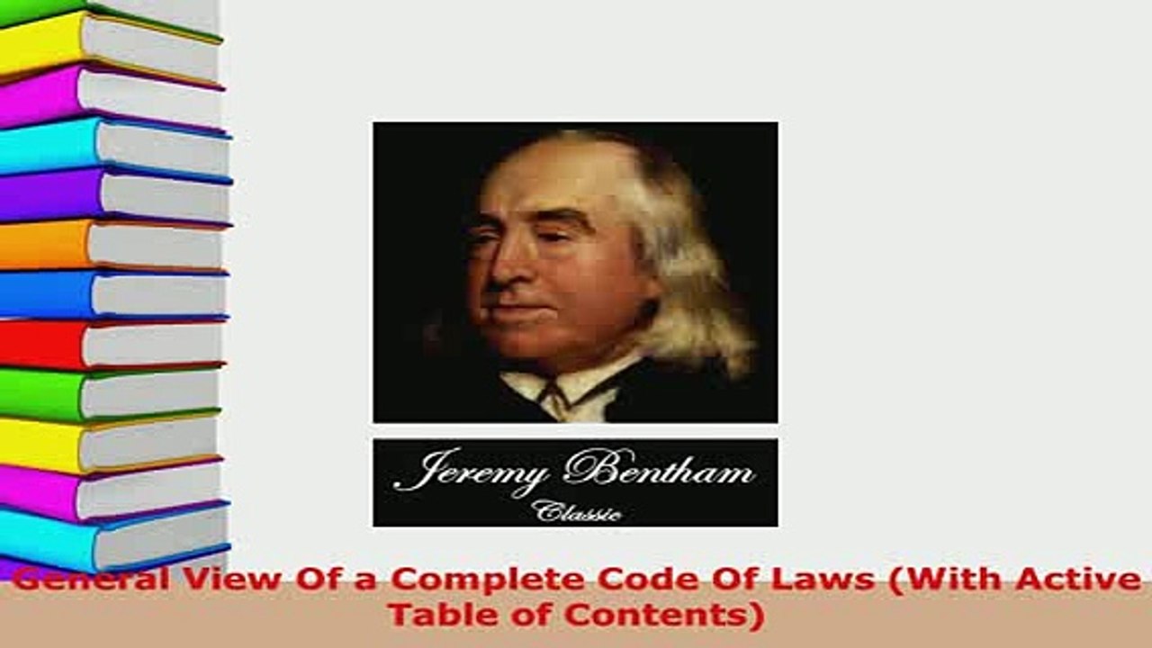 PDF  General View Of a Complete Code Of Laws With Active Table of Contents  EBook