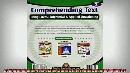 FREE PDF  Comprehending Text Using LiteralInferentialApplied Quest2  FREE BOOOK ONLINE