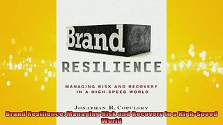 Downlaod Full PDF Free  Brand Resilience Managing Risk and Recovery in a HighSpeed World Free Online