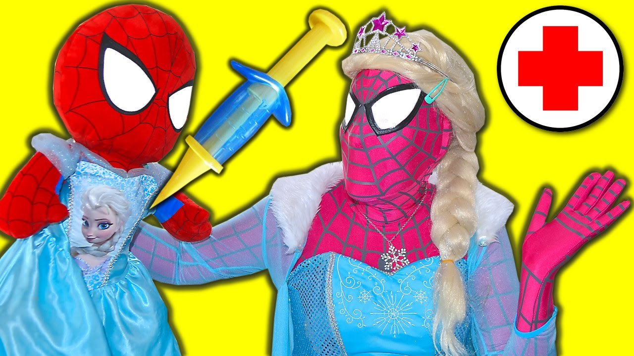 Frozen Elsa DOCTOR Spidergirl Spiderbaby Elsa sick Spiderman Doctor Superheroes in Real Life SHMIRL (1080p)