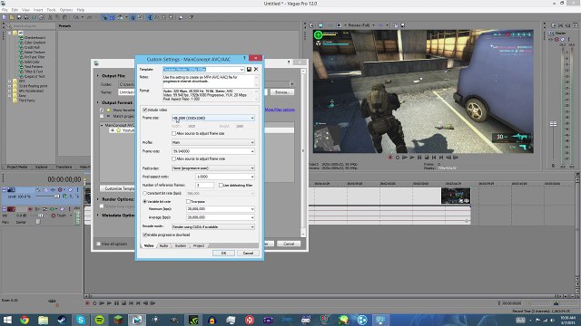 My Sony Vegas Render Settings