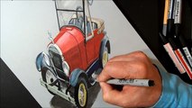 How I Draw a 3D Ford Model, Trick Art, Optical Illusion by Vamos