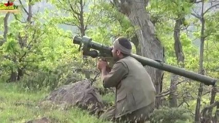 A Kurd shot down a Turkish helicopter with a missile launcher