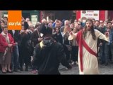 Jesus Lookalike Dances in Dublin