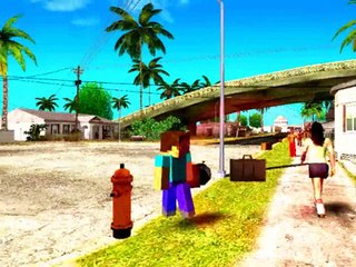 GTA SA l CJ juega minecraft y Steve lo mata Loquendo