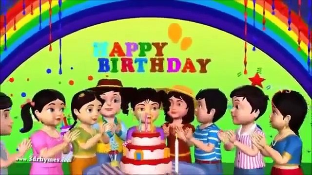 Happy birthday to you 3D Animation English rhyme for children wirh lyrics kids songs