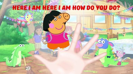 Peppa Pig Dora the Explorer Costumes Party Finger Family | Nursery Rhymes Lyrics