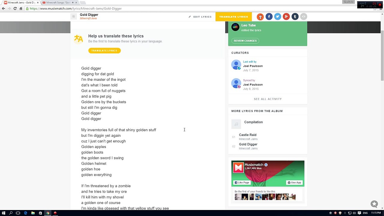 Gold Digger Lyrics (Minecraft song) - video Dailymotion