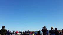 P-51 Mustang and F-22 Raptor fly by at Spirit of St. Louis airshow 2016