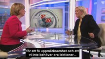 Marine Le Pen möter fientlig kanadensisk journalist