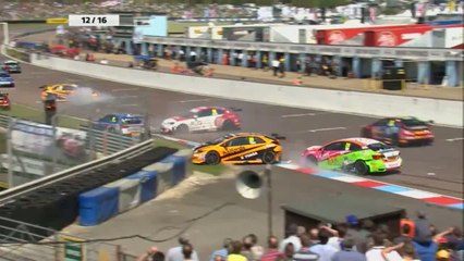 Big Multiple Car Crash 2016 BTCC Thruxton Race 1