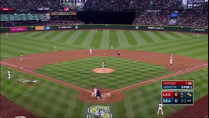 LAA@SEA- Escobar makes backhanded stop, ends inning